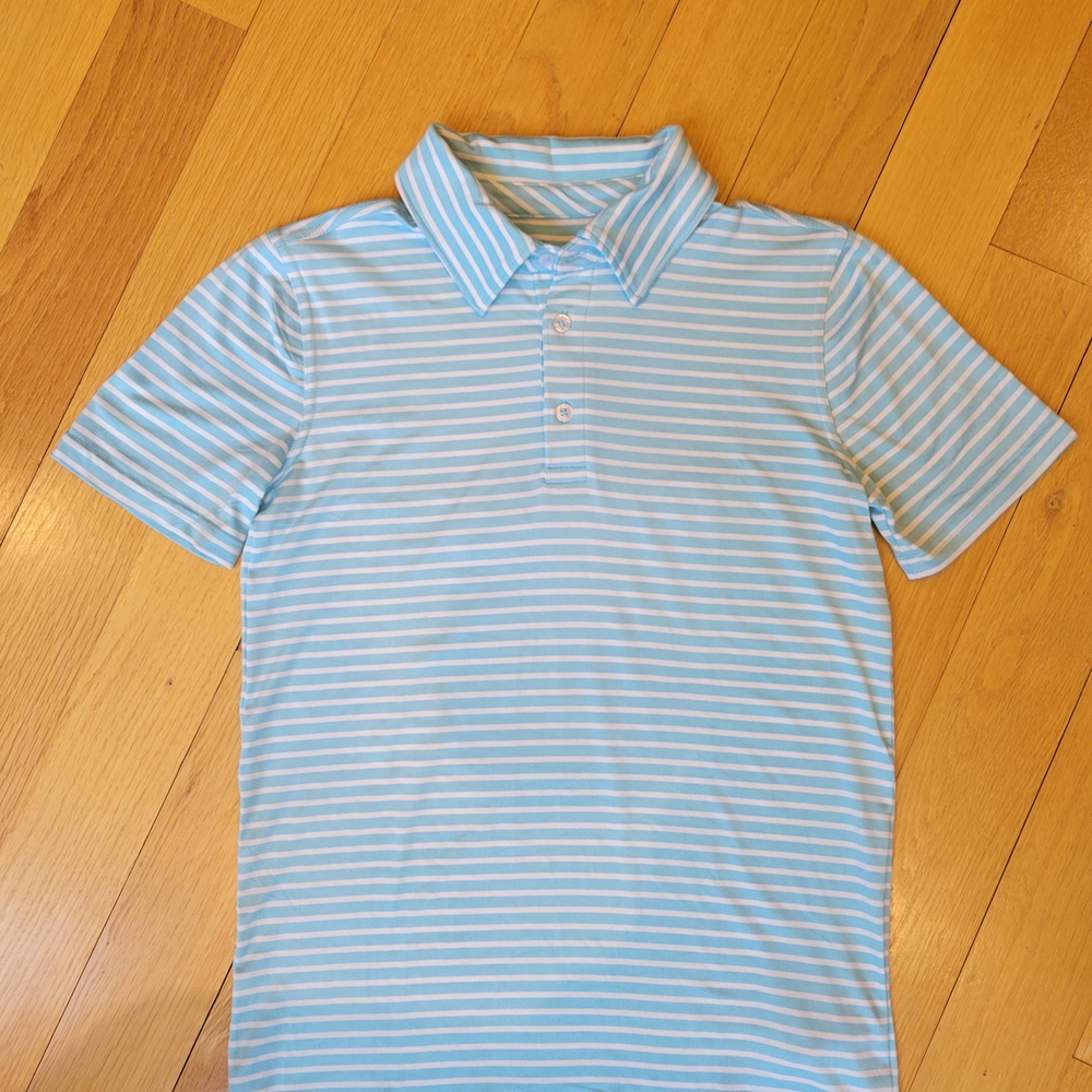Tommy Bahama Light Blue and White Polo Shirt